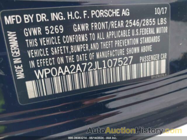 PORSCHE PANAMERA 4, WP0AA2A72JL107527