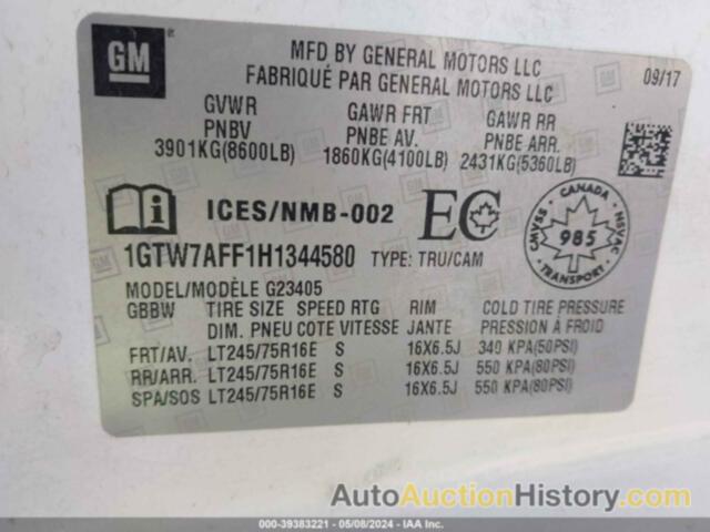 GMC SAVANA 2500 WORK VAN, 1GTW7AFF1H1344580