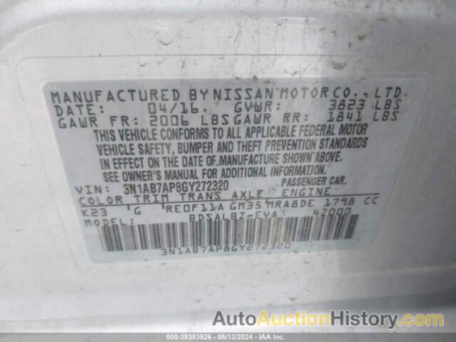 NISSAN SENTRA S, 3N1AB7AP8GY272320