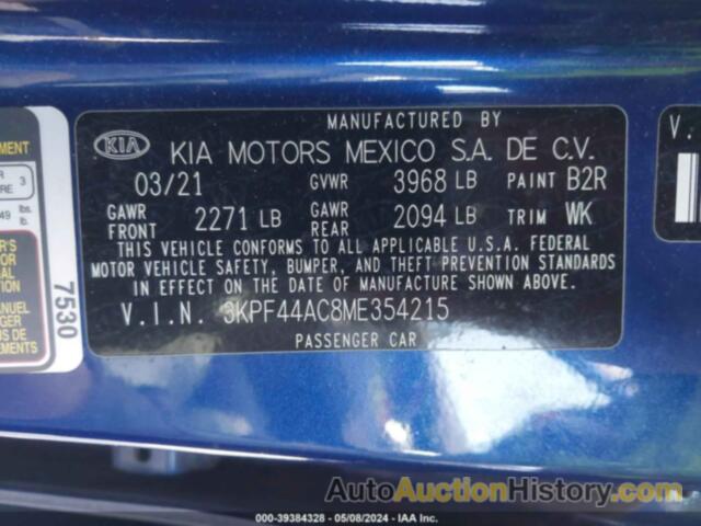 KIA FORTE GT, 3KPF44AC8ME354215