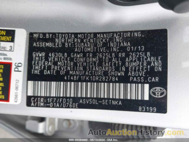 TOYOTA CAMRY LE, 4T4BF1FK1DR282784