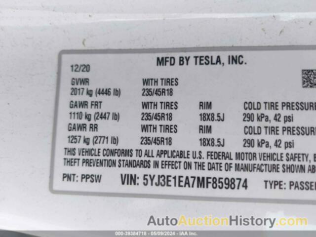 TESLA MODEL 3, 5YJ3E1EA7MF859874