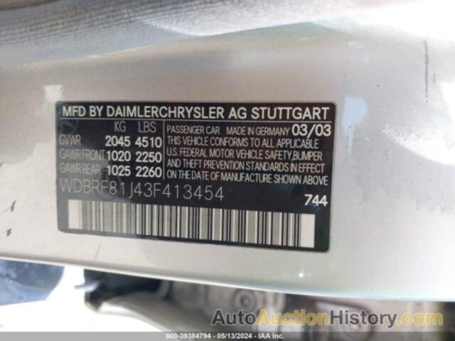 MERCEDES-BENZ C 240 240 4MATIC, WDBRF81J43F413454