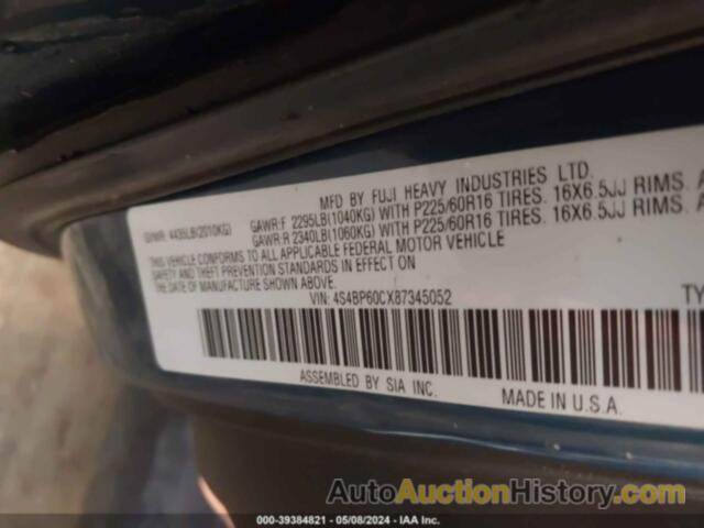 SUBARU OUTBACK, 4S4BP60CX87345052