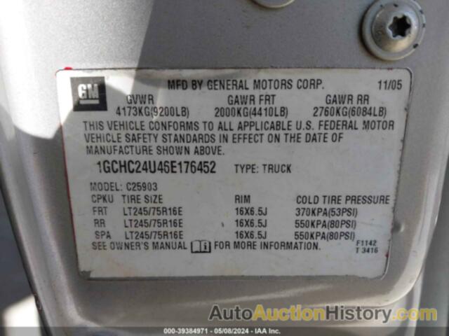 CHEVROLET SILVERADO 2500HD WORK TRUCK, 1GCHC24U46E176452