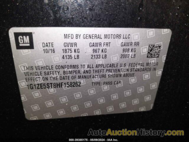 CHEVROLET MALIBU LT, 1G1ZE5ST8HF158262