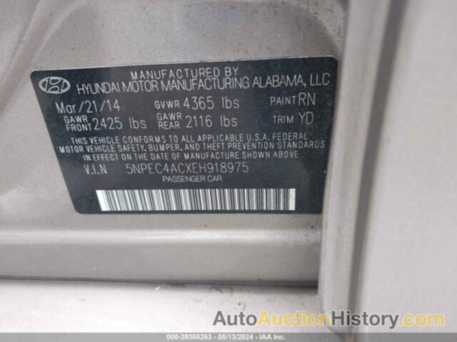 HYUNDAI SONATA SE/LIMITED, 5NPEC4ACXEH918975