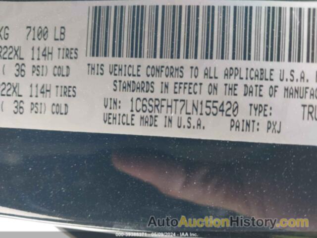 RAM 1500 LIMITED, 1C6SRFHT7LN155420