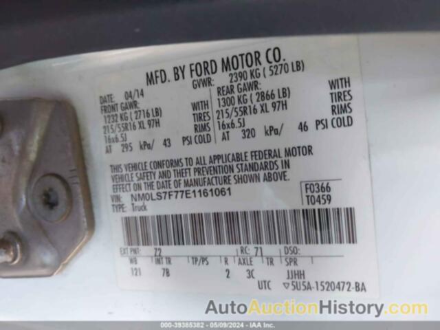 FORD TRANSIT CONNECT XLT, NM0LS7F77E1161061