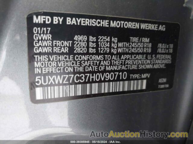 BMW X3 SDRIVE28I, 5UXWZ7C37H0V90710