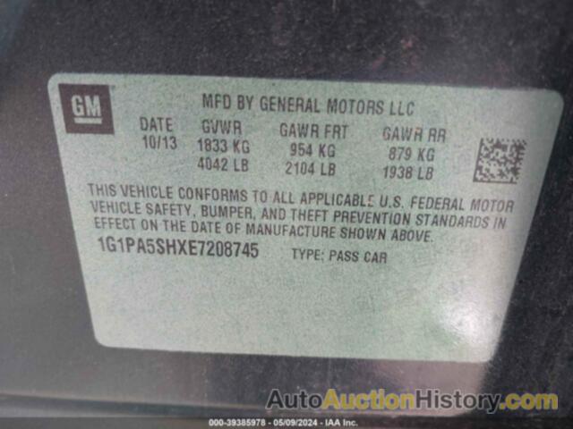 CHEVROLET CRUZE LS AUTO, 1G1PA5SHXE7208745