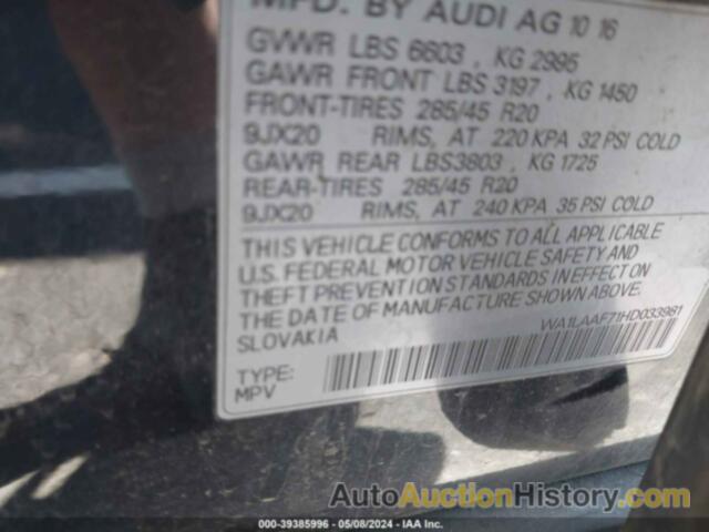 AUDI Q7 3.0T PREMIUM, WA1LAAF71HD033981