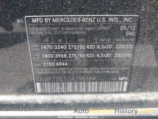 MERCEDES-BENZ GL 450, 4JGBF7BE1CA796664