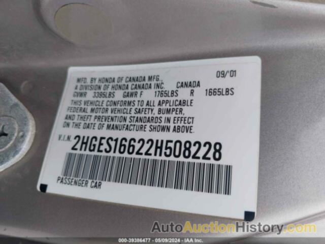 HONDA CIVIC LX, 2HGES16622H508228