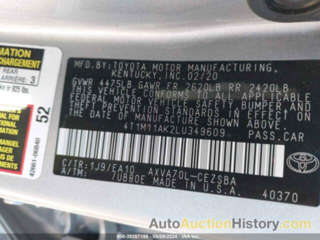 TOYOTA CAMRY SE, 4T1M11AK2LU349609