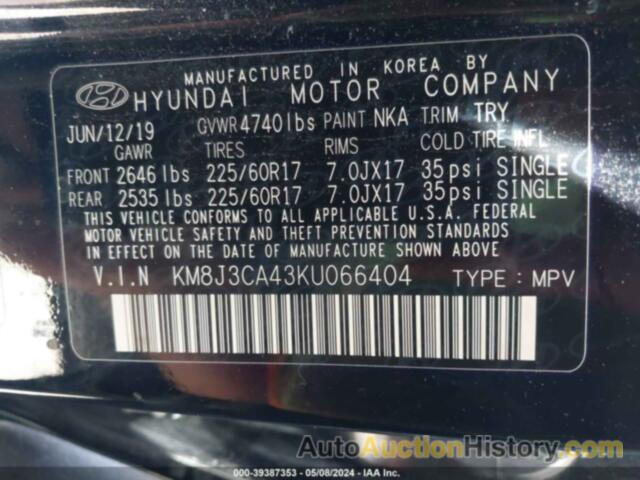 HYUNDAI TUCSON VALUE, KM8J3CA43KU066404