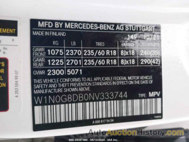 MERCEDES-BENZ GLC 300 SUV, W1N0G8DB0NV333744