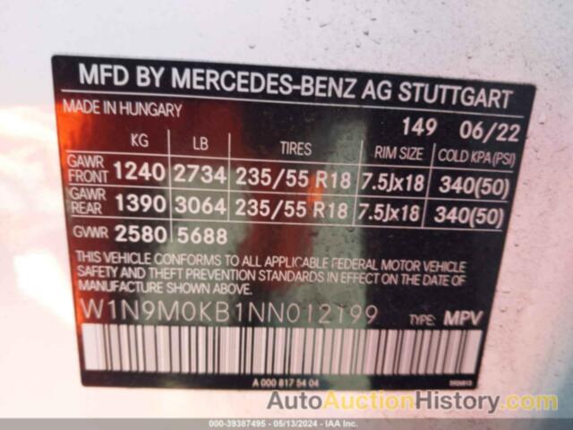 MERCEDES-BENZ EQB 300 SUV 4MATIC, W1N9M0KB1NN012199