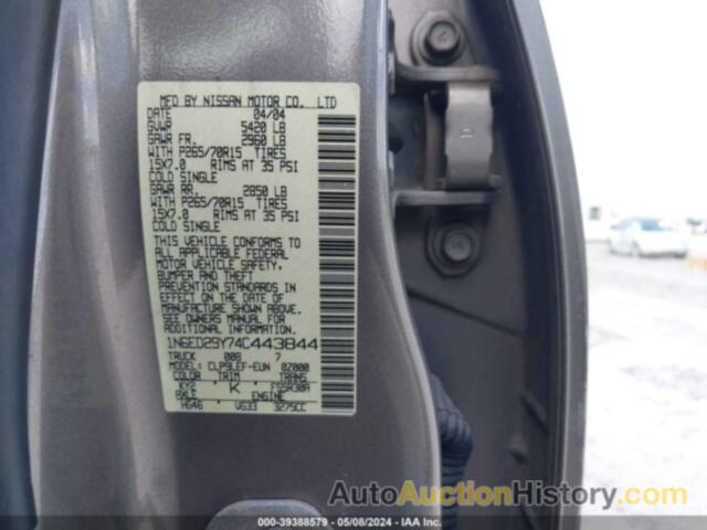 NISSAN FRONTIER XE-V6, 1N6ED29Y74C443844