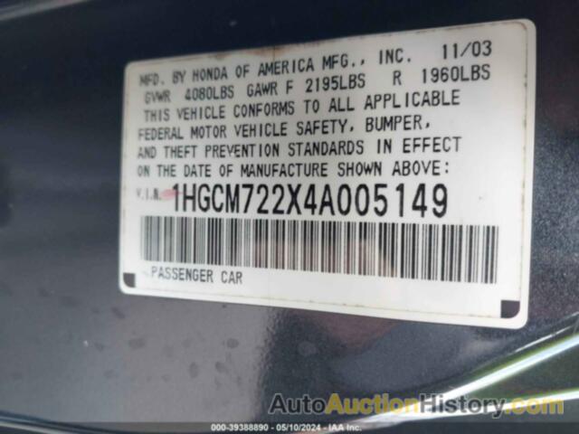 HONDA ACCORD LX, 1HGCM722X4A005149