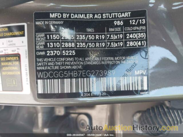 MERCEDES-BENZ GLK 350, WDCGG5HB7EG273989