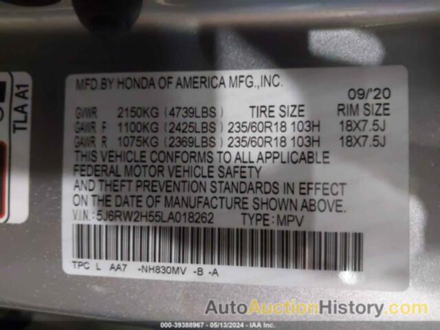 HONDA CR-V AWD EX, 5J6RW2H55LA018262