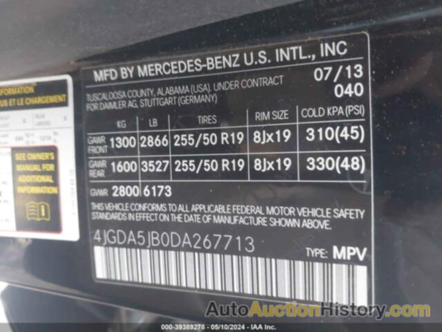 MERCEDES-BENZ ML 350, 4JGDA5JB0DA267713