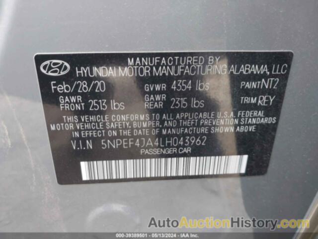 HYUNDAI SONATA SEL, 5NPEF4JA4LH043962