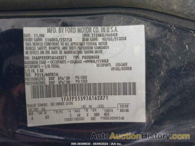 FORD TAURUS SES, 1FAFP55S91A162871