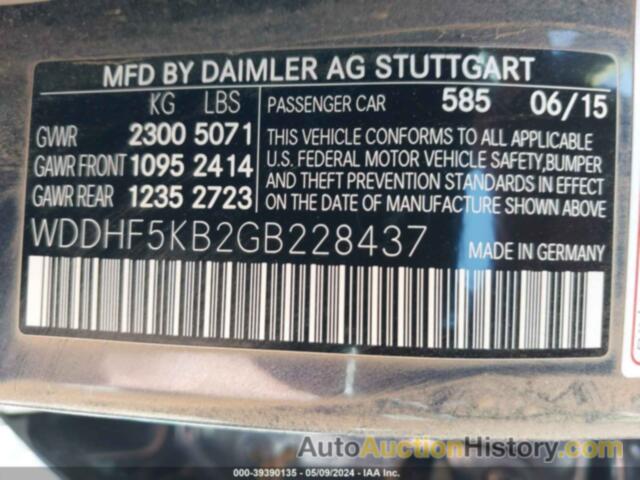 MERCEDES-BENZ E 350, WDDHF5KB2GB228437