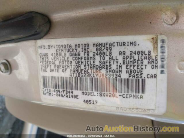 TOYOTA CAMRY LE, 4T1BG22K1YU623934