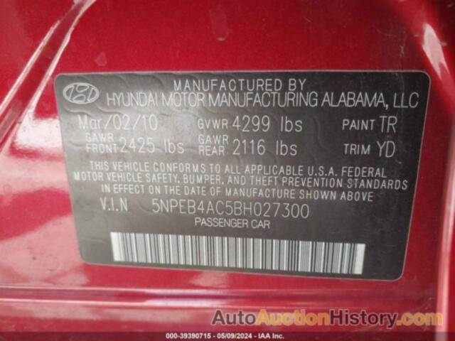 HYUNDAI SONATA GLS, 5NPEB4AC5BH027300