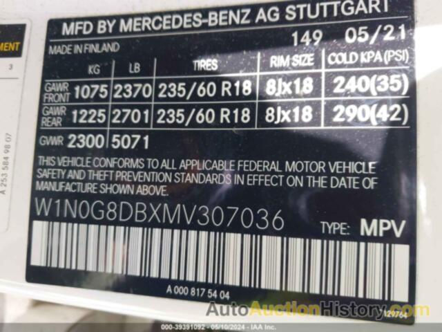 MERCEDES-BENZ GLC 300 SUV, W1N0G8DBXMV307036