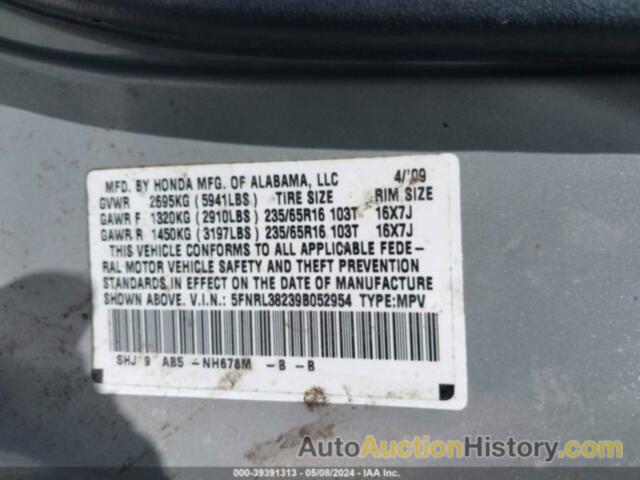 HONDA ODYSSEY LX, 5FNRL38239B052954