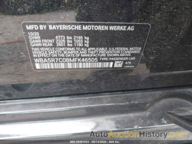 BMW 330I XDRIVE, WBA5R7C08MFK46505