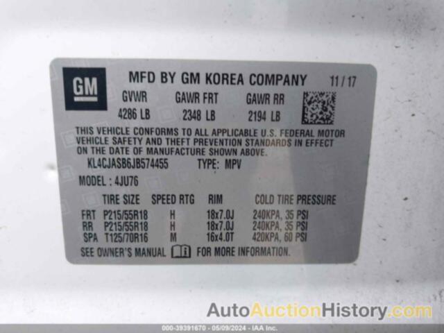 BUICK ENCORE PREFERRED, KL4CJASB6JB574455