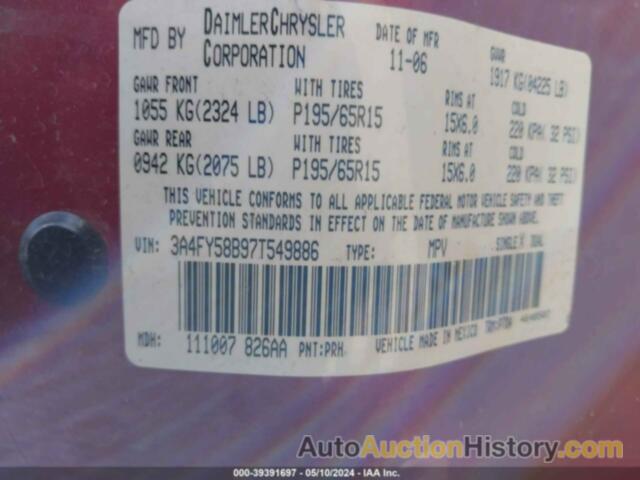 CHRYSLER PT CRUISER TOURING, 3A4FY58B97T549886