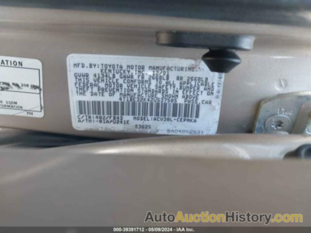 TOYOTA CAMRY LE, 4T1BE32K42U537505