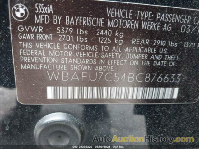 BMW 535I XDRIVE, WBAFU7C54BC876633