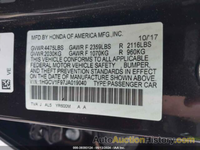 HONDA ACCORD TOURING, 1HGCV1F97JA019040