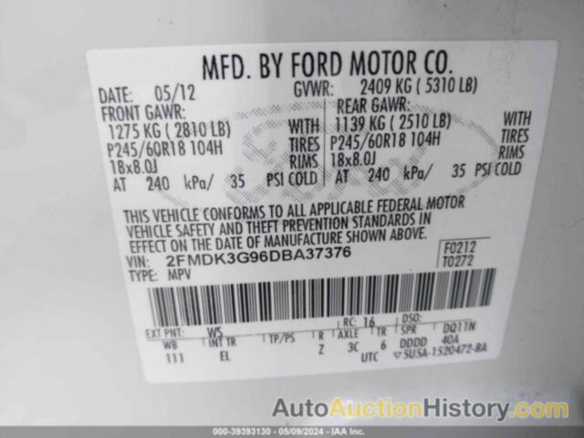 FORD EDGE SE, 2FMDK3G96DBA37376