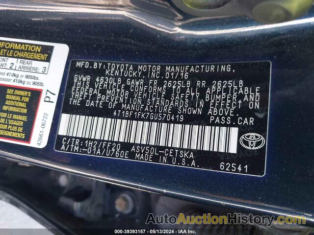 TOYOTA CAMRY SE, 4T1BF1FK7GU570419