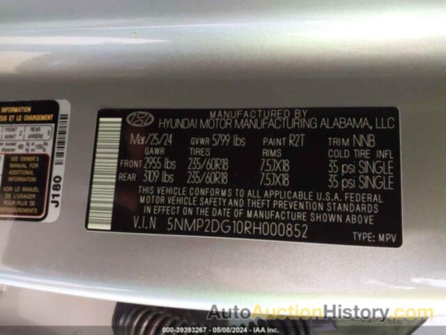 HYUNDAI SANTA FE HYBRID SEL, 5NMP2DG10RH000852