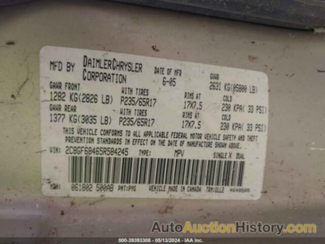CHRYSLER PACIFICA TOURING, 2C8GF68465R584245