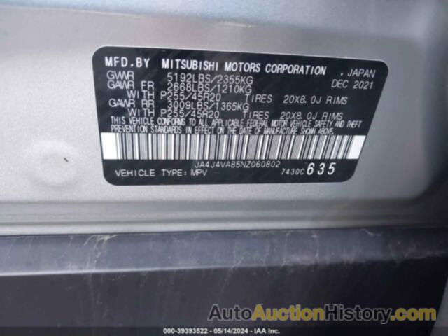 MITSUBISHI OUTLANDER SEL/SEL SPECIAL EDITION, JA4J4VA85NZ060802