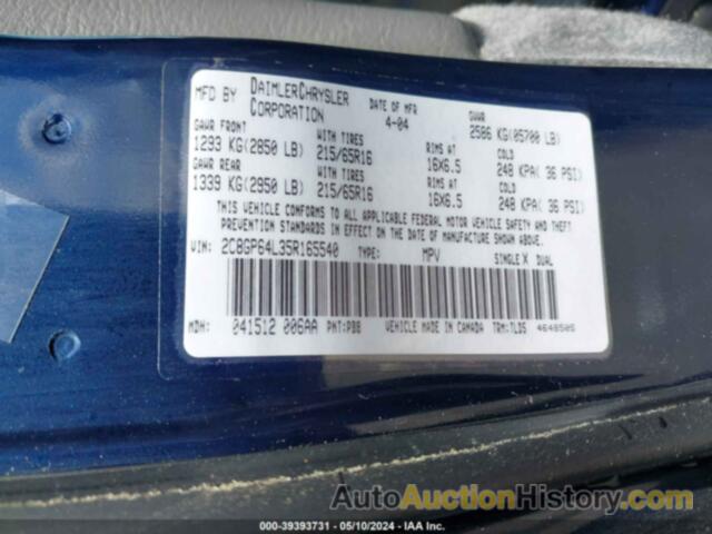 CHRYSLER TOWN & COUNTRY LIMITED, 2C8GP64L35R165540