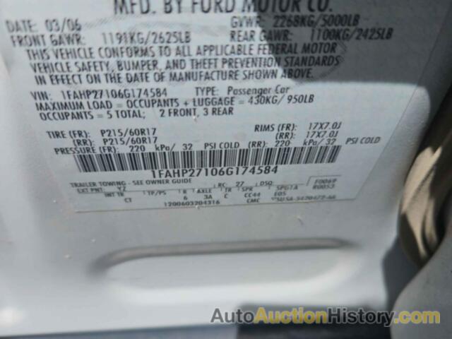 FORD FIVE HUNDRED SEL, 1FAHP27106G174584