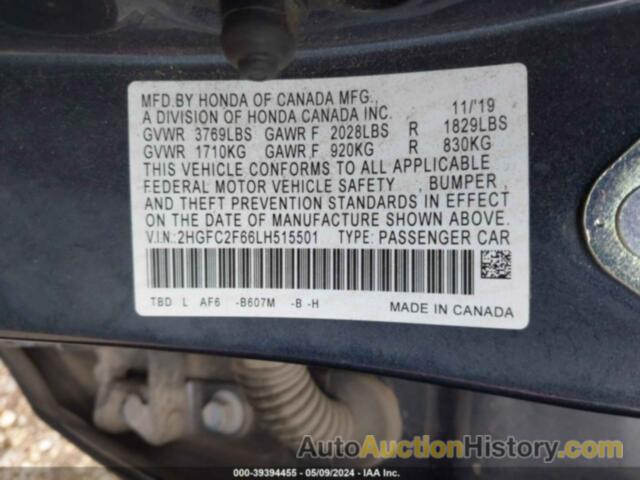 HONDA CIVIC LX, 2HGFC2F66LH515501