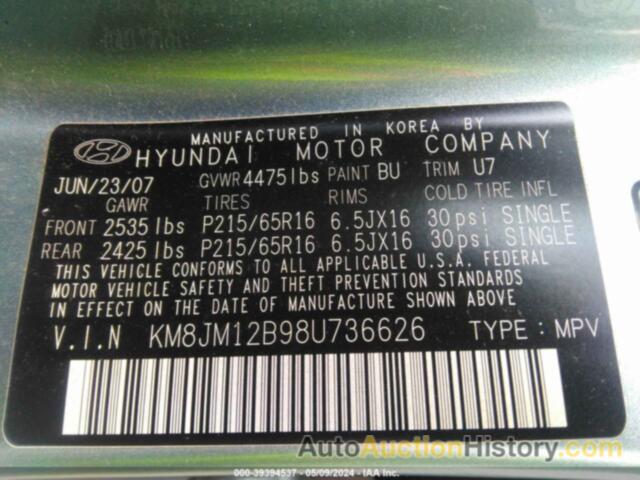 HYUNDAI TUCSON GLS, KM8JM12B98U736626