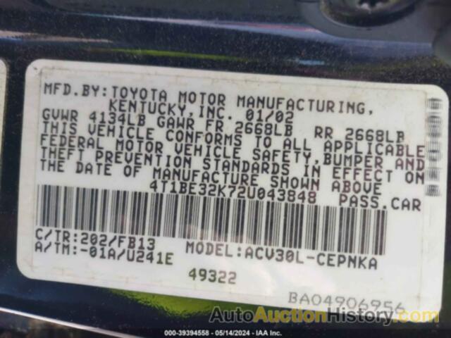 TOYOTA CAMRY-4 CYL., 